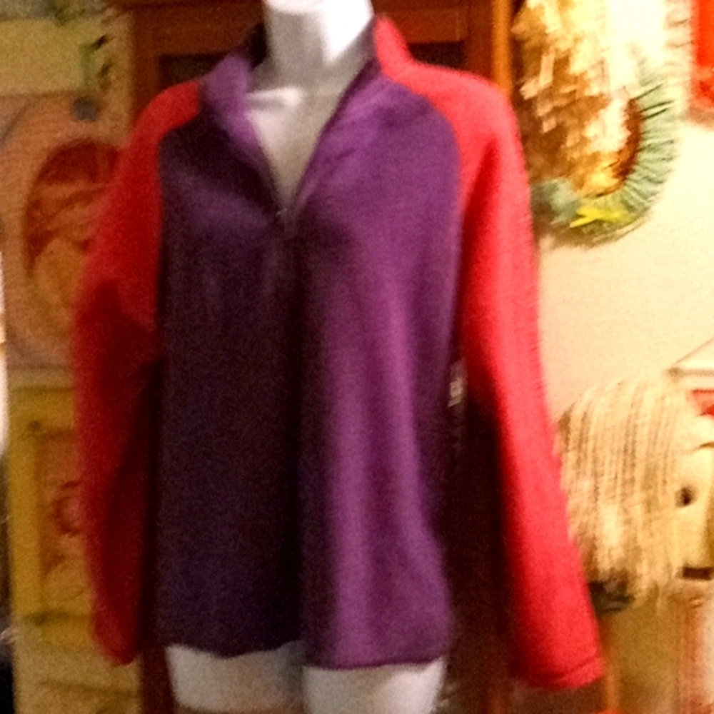 Vintage 90's, Warm & Cozy, Pink & Purple, Zip Down,Long Sleeved, Top